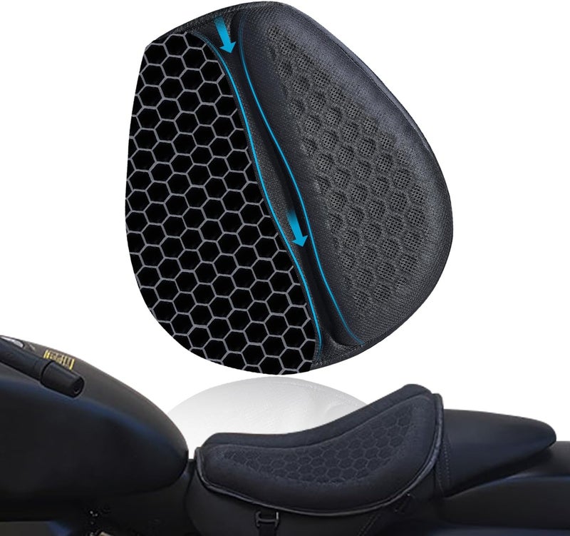 CHCYCLE Motorcycle Seat Cushion, Motorcycle Gel Seat Pad with 3D Honeycomb Shock-Absorbing Breathable Seat Cover - Image 1